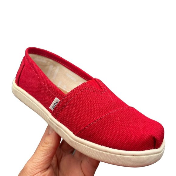 Toms Little Girls Alpargata Shoes Size 12-13 Red Slip on Lightweight & Comfy - Picture 1 of 16